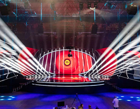El Palau d’Esports preparado para albergar las galas de la tercera edición del Benidorm Fest